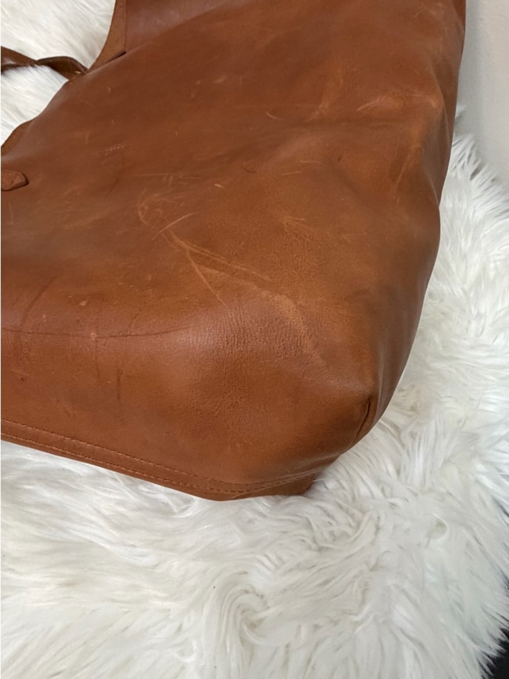 Madewell Brown Leather Tote - Classic Cognac Carryall - Picture 4 of 10